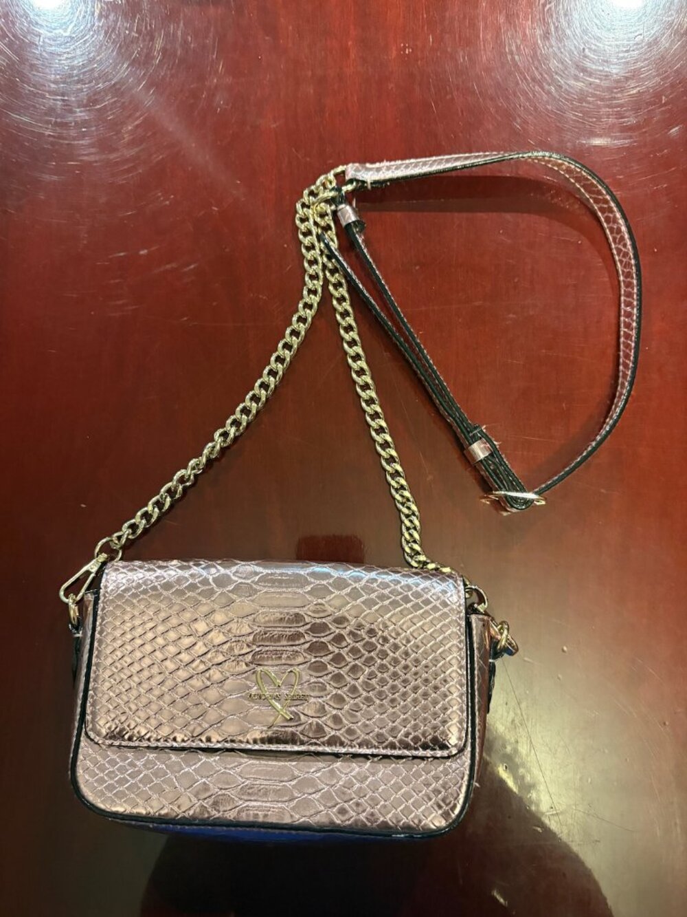 Victoria Secret Metallic Pink Crocodile Crossbody